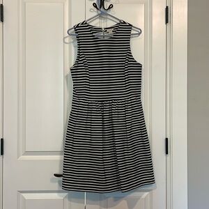 J Crew black and white striped dress with pockets Size M